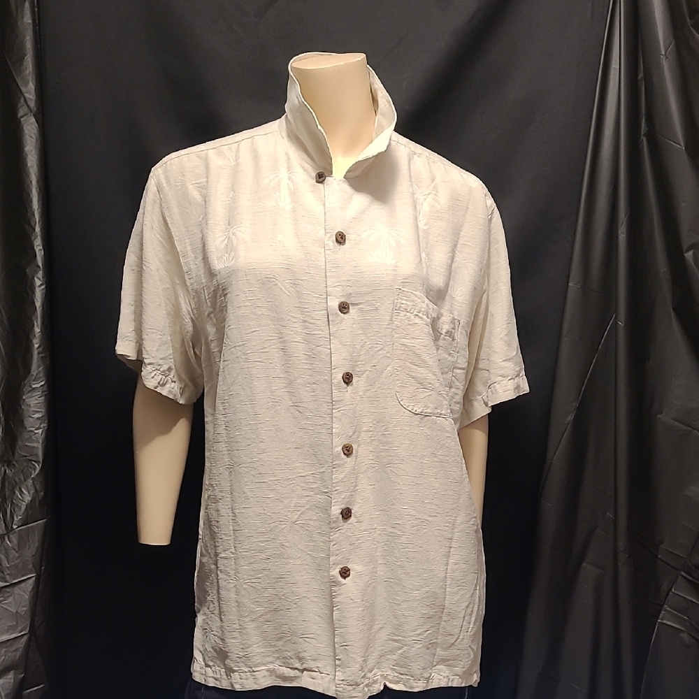 TOMMY BAHAMA SILK Men's White Short Sleeve Shirt Size MED